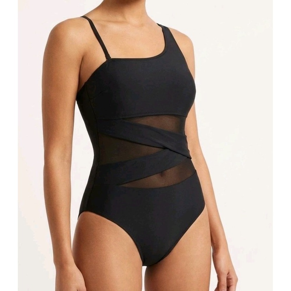 Blooming Jelly Women's Sexy One Piece Bathing Suit Mesh One Shoulder Swimsuit L